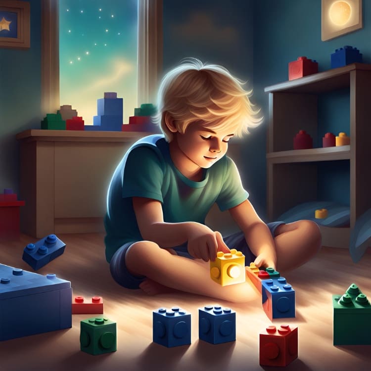 Petit garçon jouant aux LEGOs