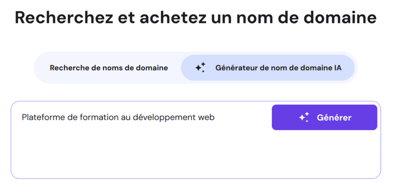 Générateur de domaine Hostinger - Recherche